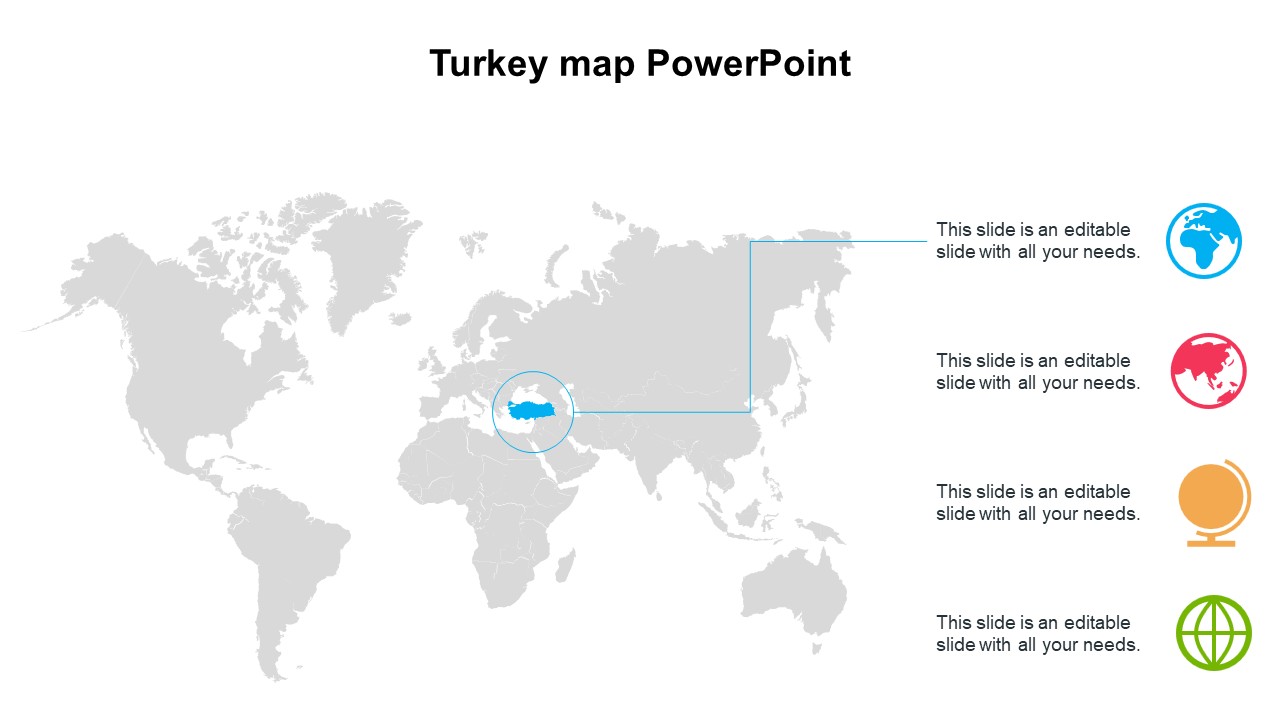 Free -  Turkey Map PowerPoint Presentation Slides